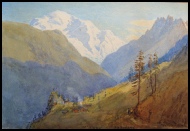 Mont Blanc. from above Vallorcines. Rodger P.R. c1860 watercolour.